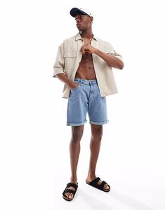 Джинсовые шорты JJ Rebel с подворотами из светло-голубого денима