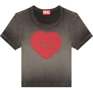 Футболка с принтом в виде сердца и логотипом t ele DIESEL, серый