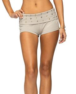 Склепанные шорты-бермуды с отворотом Micro Edikted, коричневый/бежевый