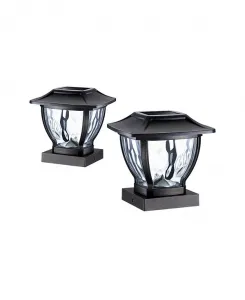 Светильники на столбах, колпаках заборов и перилах на солнечной энергии из стекла - 2 лампы Maxsa Innovations, black