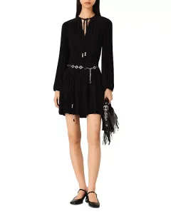 Короткое плиссированное платье Maje, черный