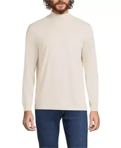 Большой и высокий супер-трикотажный водолазка Lands' End, загар/бежевый