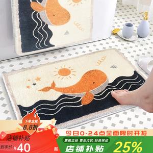 Budis Ковер 80х200 см из искусственной шерсти, впитывающий, нескользящий, для ванной комнаты, спальни или прихожей, Little Whale