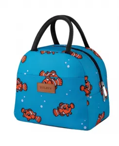 Термосумка для ланча с мягкими ручками Zulay Kitchen, Teal With Fishes