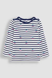 Топ с вышивкой на пуговицах и длинными рукавами Jojo Maman Bébé, синий