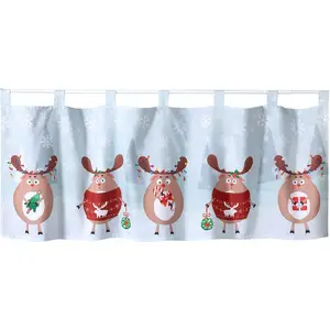 Штора с рисунком Комические олени на петлях, 1 шт., микросатин, непроницаемая для света, с принтом, ВxШ 45x120 см, гардина, тюль Weckbrodt, Multi