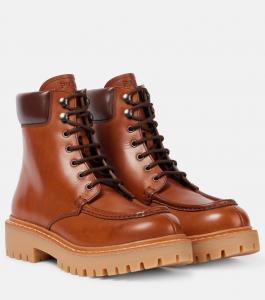 Кожаные армейские ботинки Prada, Cognac