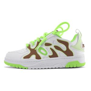 Антискользящие износостойкие низкие скейтерские кроссовки унисекс бело-зеленые BIGWASP