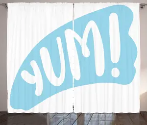 Штора в деревенском стиле ABAKUHAUS Yum, простой текст на штрихах, присборенная штора для спальни с петлями и крючками, 280 x 225 см, нежно-голубой с белым Abakuhaus