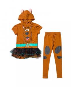 Комплект одежды из футболки и леггинсов для косплея Скуби-Ду для девочек Scooby-Doo, коричневый