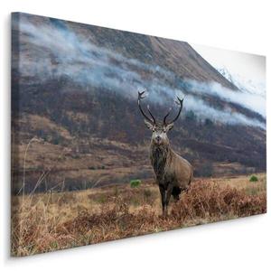 Картина на холсте Muralo Natur Hirsch BERGE Natur 3D, 70x50x50 см цвет beige/schwarz/braun/grau