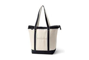 Большая холщовая сумка-тоут с пятью карманами, застежкой-молнией и длинными ручками Lands' End, цвет natural/black