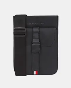 Мужская перекрестная сумка-бандо из экокожи с логотипом спереди Tommy Hilfiger, черный