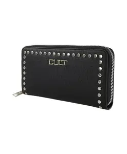 Кошелек на молнии с заклепками для женщин Cult, черный