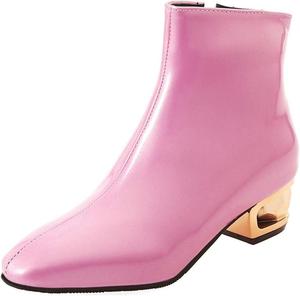 Женские модные водонепроницаемые ботильоны MIOKE с низким каблуком, молнией и эластичной вставкой, короткие стильные ботинки, Pink-Velvet Lined