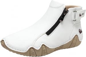 Женские и мужские повседневные модные кожаные кроссовки, противоскользящие, для вождения и ходьбы, высокие ботинки чукка, из натуральной кожи, без шнурков, легкие спортивные туфли, обувь для ходьбы и вождения, походов и кемпинга Toumov, белый