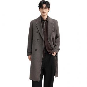 Пальто Unisex с воротником-стойкой, умеренно прямое VanCamel, серый coffee