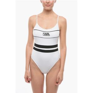 Двухцветный слитный купальник с напечатанным логотипом Karl Lagerfeld, Black and White