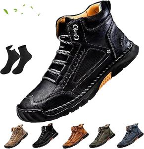 Комфортные мужские кожаные ботинки ручной работы, мужские ботинки, поддержка свода стопы Generic, черный