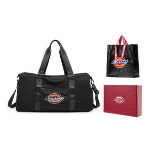 Сумка через плечо из полиэстера, багажная сумка, дорожная сумка, спортивная сумка унисекс черный/светло-серый Dickies, [Спорт и путешествия комбинированные] DK-C033 черный + Дорожная косметичка Trumpets