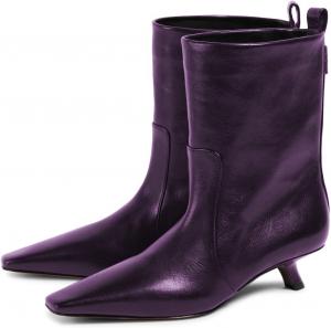 Женские ботильоны Maiyang с низким каблуком, закрытым маленьким квадратным носком, широкой голенью, повседневные теплые модные короткие ботинки, размер 4-16 US, Purple