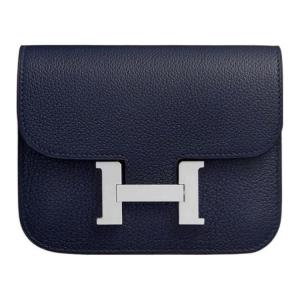 HERMES Кошелек Constance Slim Evercolor Calfskin, кардхолдер, поясная сумка Women's 2Z Bleu Nuit Midnight Blue