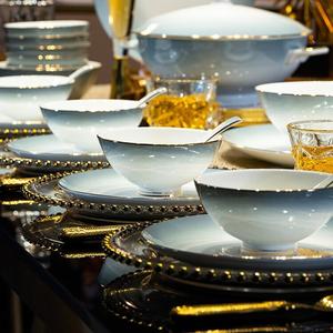 Luowei Jingdezhen New Bone China набор посуды, 48 предметов, для 8 персон, градиентный серый