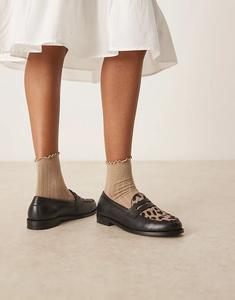 Лоферы Walk London Rhea Saddle с анималистичным принтом