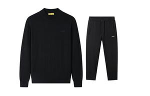 Повседневный спортивный свитшот унисекс с круглым вырезом, утепленный и с флисовой подкладкой Jeep, extra черный+черный fleece-lined casual pants