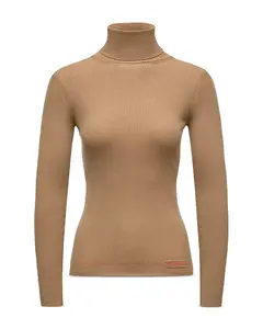 Шерстяной свитер с высоким воротником Moncler, бежевый