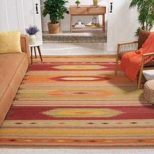 SAFAVIEH Kilim Collection ковер, 336 x 458 см, Brown & Multi, ручной работы юго-западный племенной Wool, идеально для помещений с высокой проходимостью в гостиной, спальне (NVK176A)