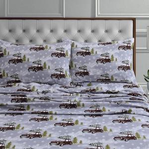 Комплект простыней из фланели с принтом Tribeca Living и очень глубокими карманами, серый