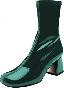 Женские современные ботильоны FSJ с квадратным носком, застежкой-молнией сбоку, массивным каблуком, средней голенью, эластичные короткие ботиночки, удобные туфли на низком каблуке, размеры US 4-16, Green