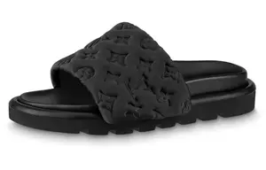 Шлепанцы женские Louis Vuitton с узором логотипа, черный