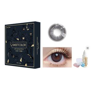 Контактные линзы SweetColor полугодовой замены 1 шт * 2 упаковки + подарочная упаковка * 1 + раствор для ухода * 1 Micro Mixed Breed SWEET COLOR, Favorite фиолетовый (2 Pcs+Companion Box *1+Care Solution *1)