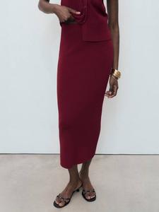 Seseta вязаная юбка миди Mango, Dark Red