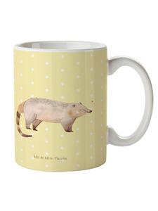 Кружка с рисунком коати, без слов, пастельно-желтого цвета Mr. & Mrs. Panda