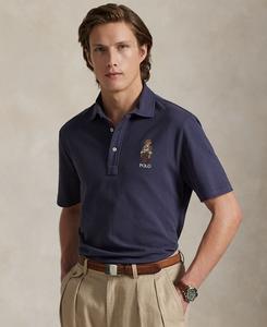 Мужская классическая рубашка-поло с сетчатой вставкой в виде медведя Polo Ralph Lauren, Faded Blue