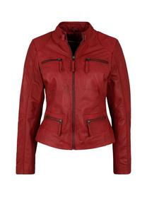 Кожаная куртка Катерина в байкерском стиле 7eleven, красный