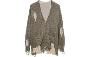 Джемпер кардиган с принтом твид и эффектом потертости R13, зеленый