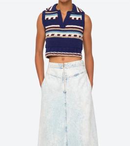 Вязаный жилет Sutton в синем цвете SEA