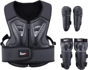 Детский защитный костюм для мотоцикла StarknightMT, экипировка для мотокросса, велоспорта, скейтбординга, лыж, коньков и бездорожья (черный), black