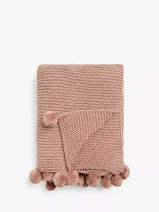 Плед John Lewis Knitted Pom Pure Cotton, цвет plaster