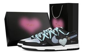 Nike Кроссовки для скейтбординга Dunk Retro Starry Bond Heart Box, износостойкие, низкие, мужские, черно-синие
