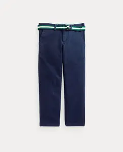 Темно-синие хлопковые брюки чинос для мальчика с поясом Polo Ralph Lauren