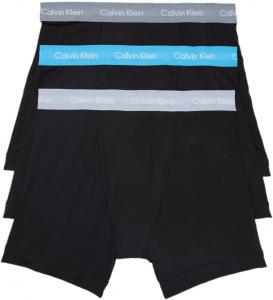 Комплект из 3 мужских трусов-боксеров Calvin Klein из хлопка и эластичного материала, Black Bodies W/ Storm Cloud, Storm Heather, Signature Blue Wbs