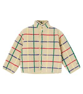 Клетчатая флисовая куртка Тедди Bobo Choses, бежевый