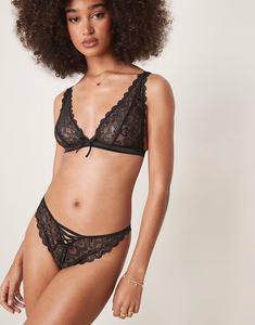 Бразильские трусики-босоножки Blake Heart с кружевом и корсетом, черные Asos Design