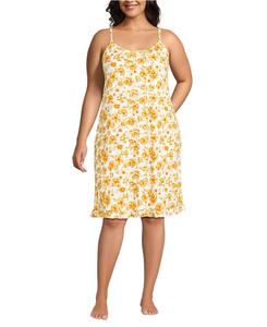 Ночная рубашка-комбинация до колена, охлаждающая, больших размеров Lands' End, Pale yellow painted floral