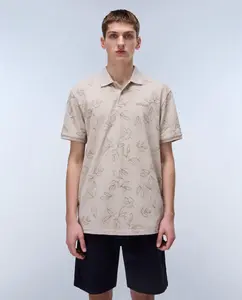 Brolio мужская рубашка-поло из пике с короткими рукавами Napapijri, бежевый